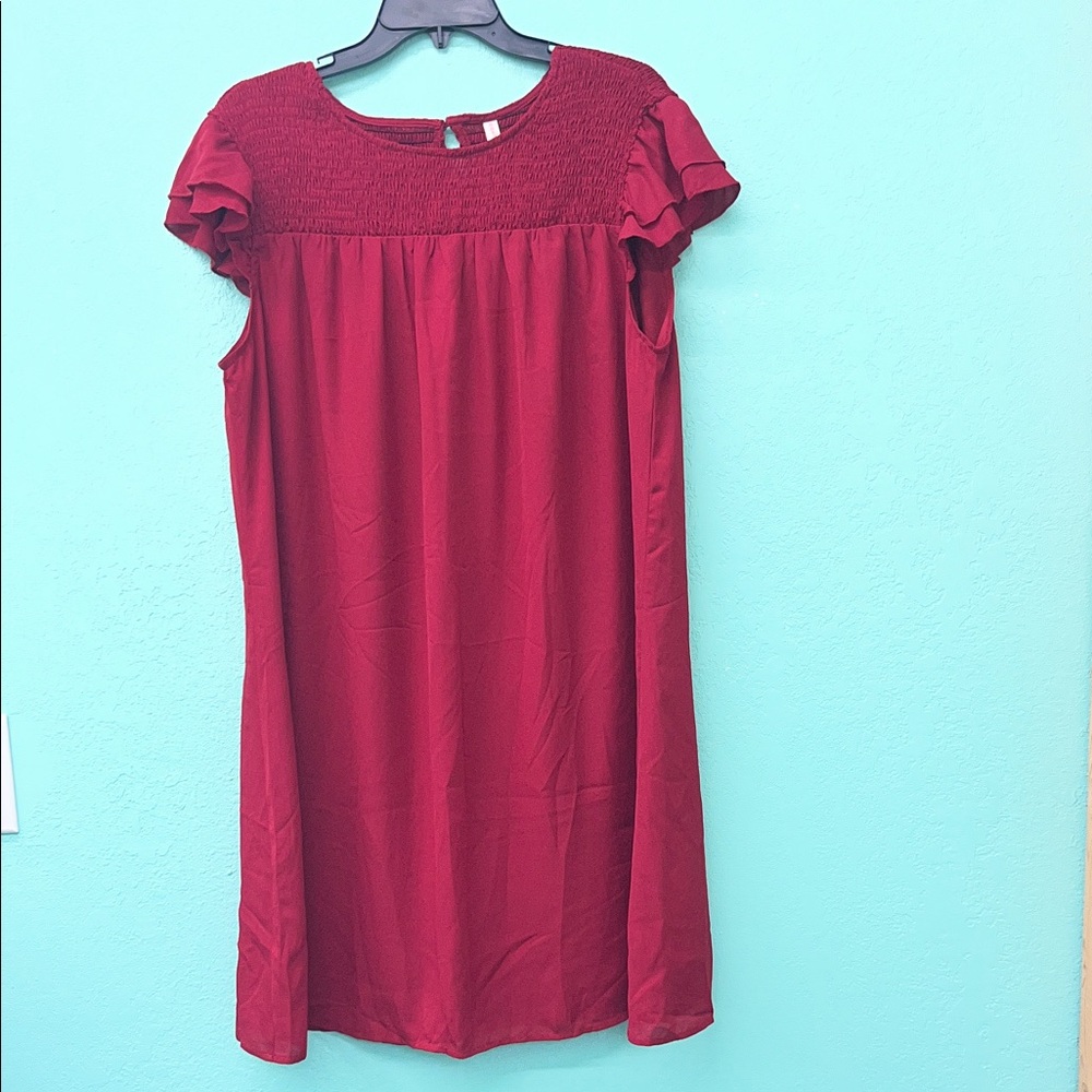 Red Ruffled Sleeve Dress